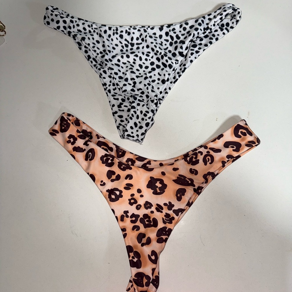 2-Pack Trendy Bikini Bottoms – Animal Print & Dalmatian – Size Small (4)